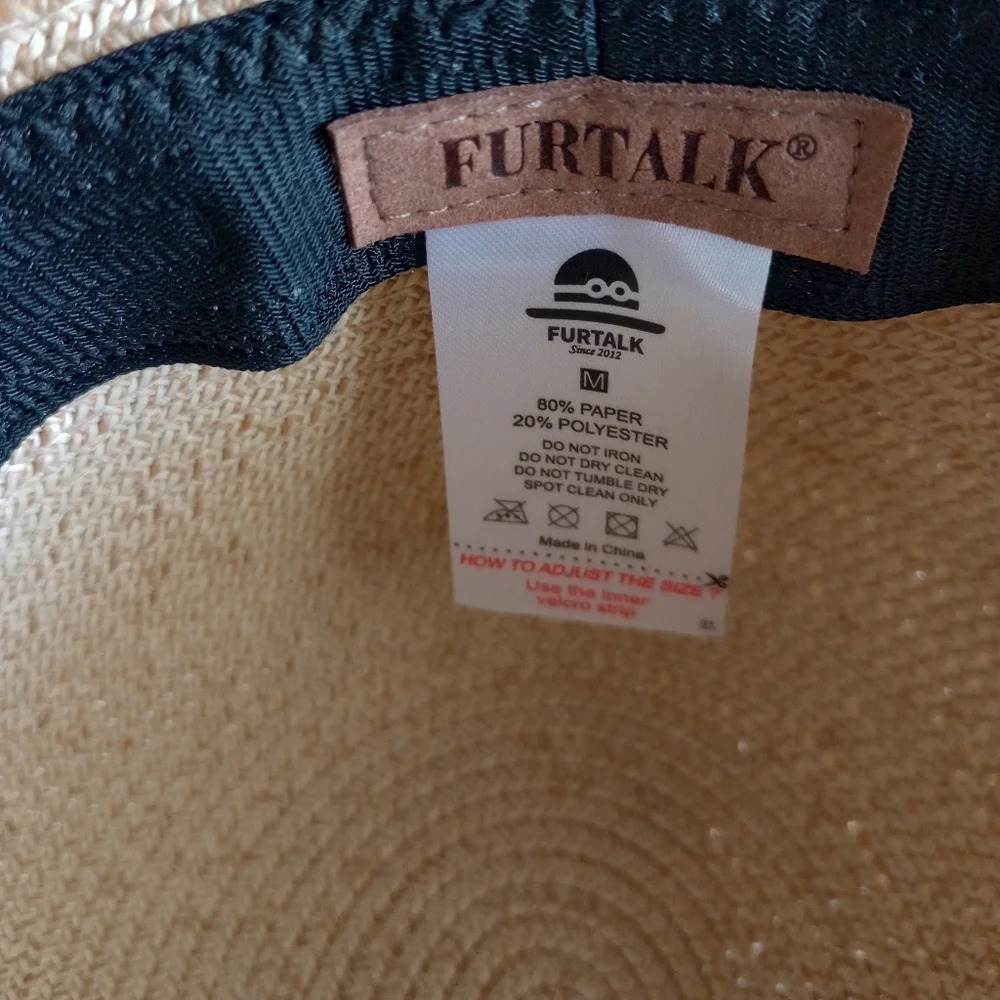 Furtalk Adjustable Sun Beach Hat Natural Linen Ribbon One Size - Picture 8 of 10